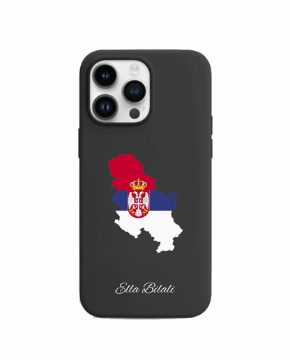 Serbia Map phone case with flag