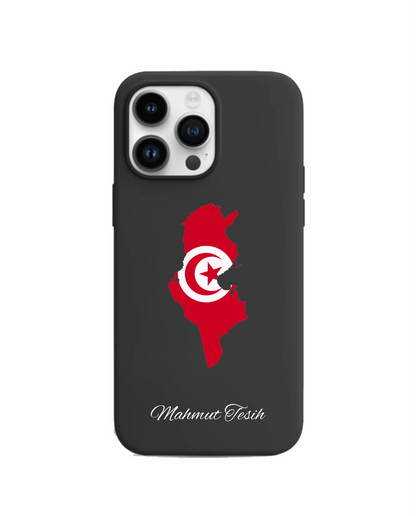 Tunisia Map phone case with flag