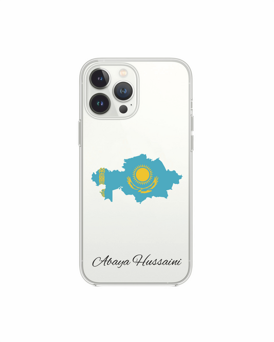 Kazakhstan Map phone case with flag