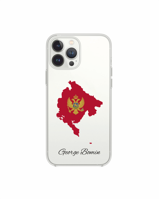 Montenegro Map phone case with flag