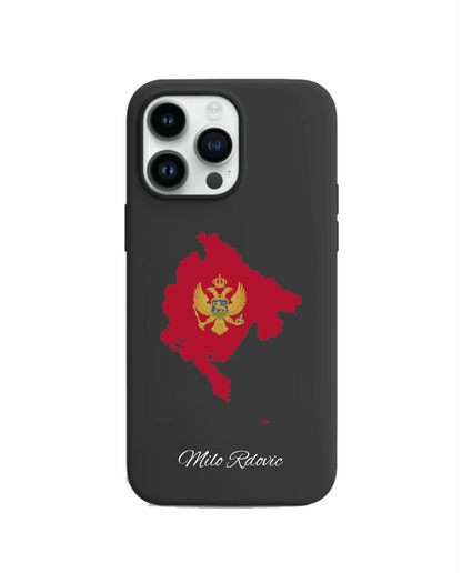 Montenegro Map phone case with flag