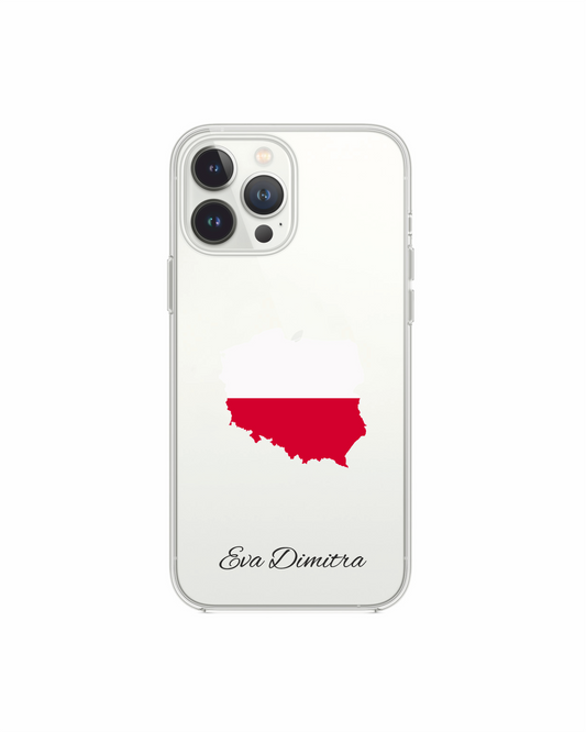 Poland Map phone case with flag