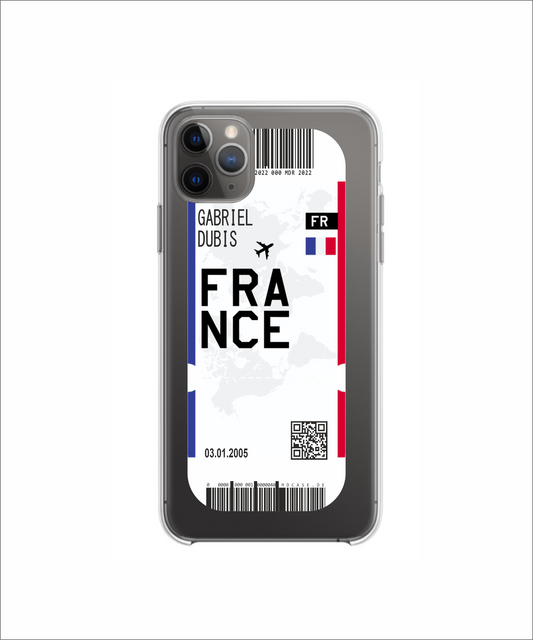 Mobile phone case in ticket design - France