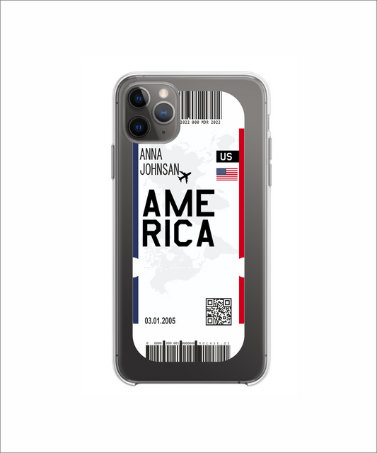 Mobile phone case in ticket design - USA (America)